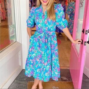 Lilly Pulitzer Shona Knee Length Stretch Dress Keep On Beleafing NWT Size 16